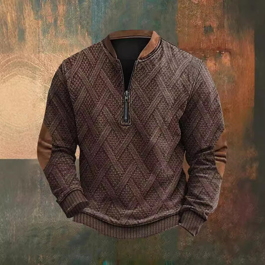 Men's Half Zipper Sweater European And American Autumn And Winter Printing Sweater | Men's Clothing6 | Buy Center