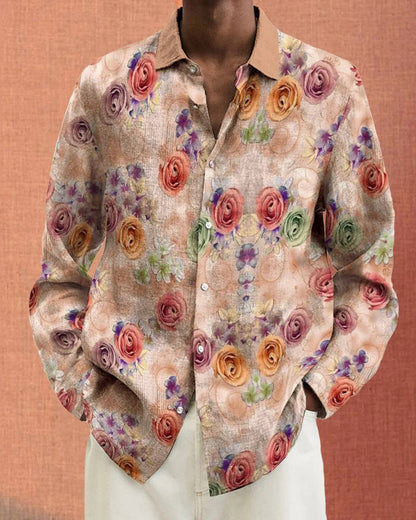 Buy Center Hot Pick-Long Sleeve Floral Shirt Fashion City Loose Men's Clothing Casual Pullover G36Z601