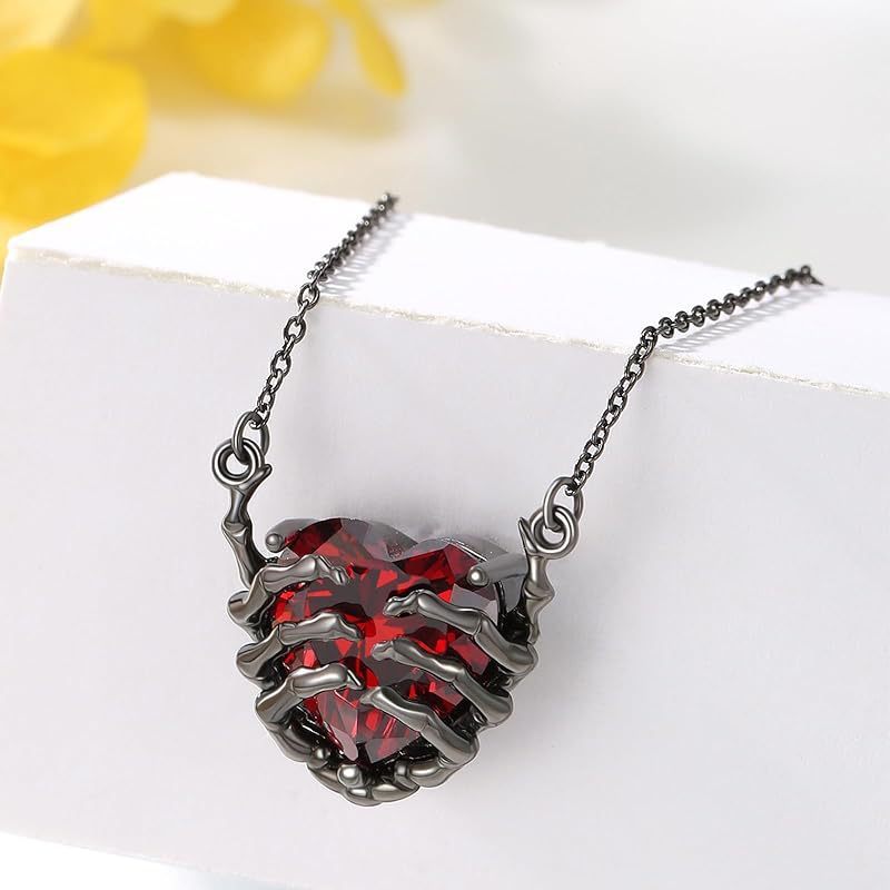 Buy Center Prestige-Retro Fashion Dark Red Love Ghost Claw Pendant Necklace