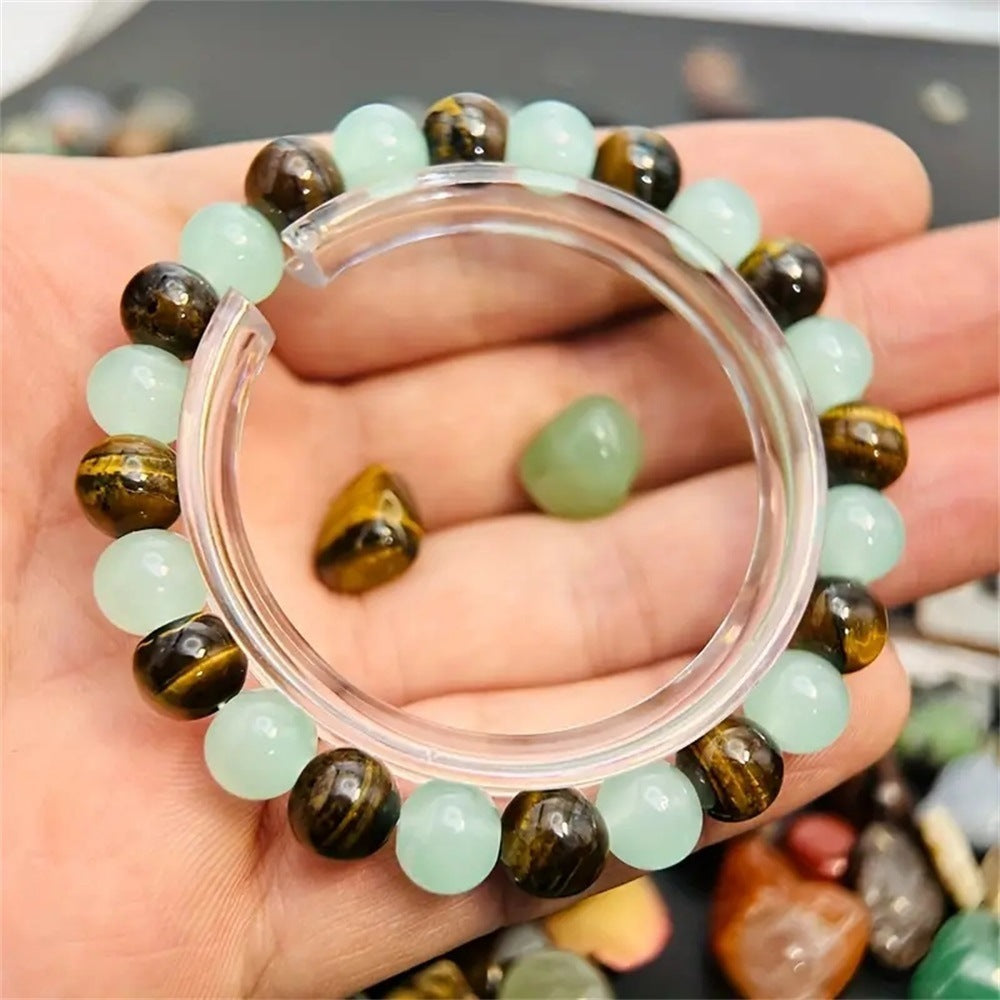 Buy Center Hot Pick-Natural Tiger Eye Stone Green Dongling Beaded Bracelet