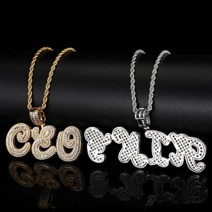 Newly Released at Buy Center: Personalized Cursive Letter Splicing Combination Pendant Micro Zirconia Necklace