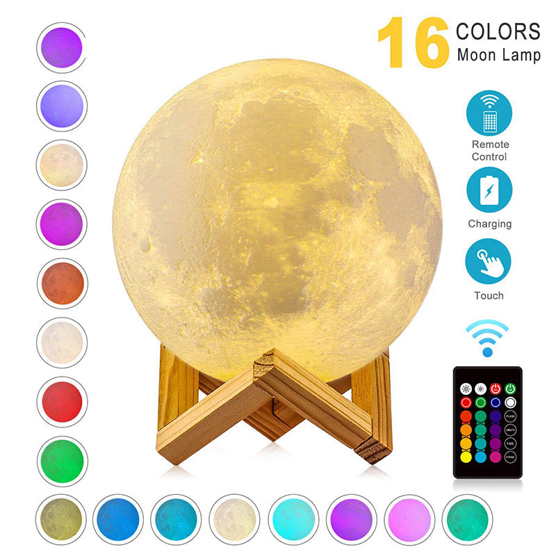 LED Night Lights Moon Lamp 3D Print Moonlight Timeable Dimmable Rechargeable Bedside Table Desk Lamp Children's Leds Night Light | Home Improvement2 | Buy Center