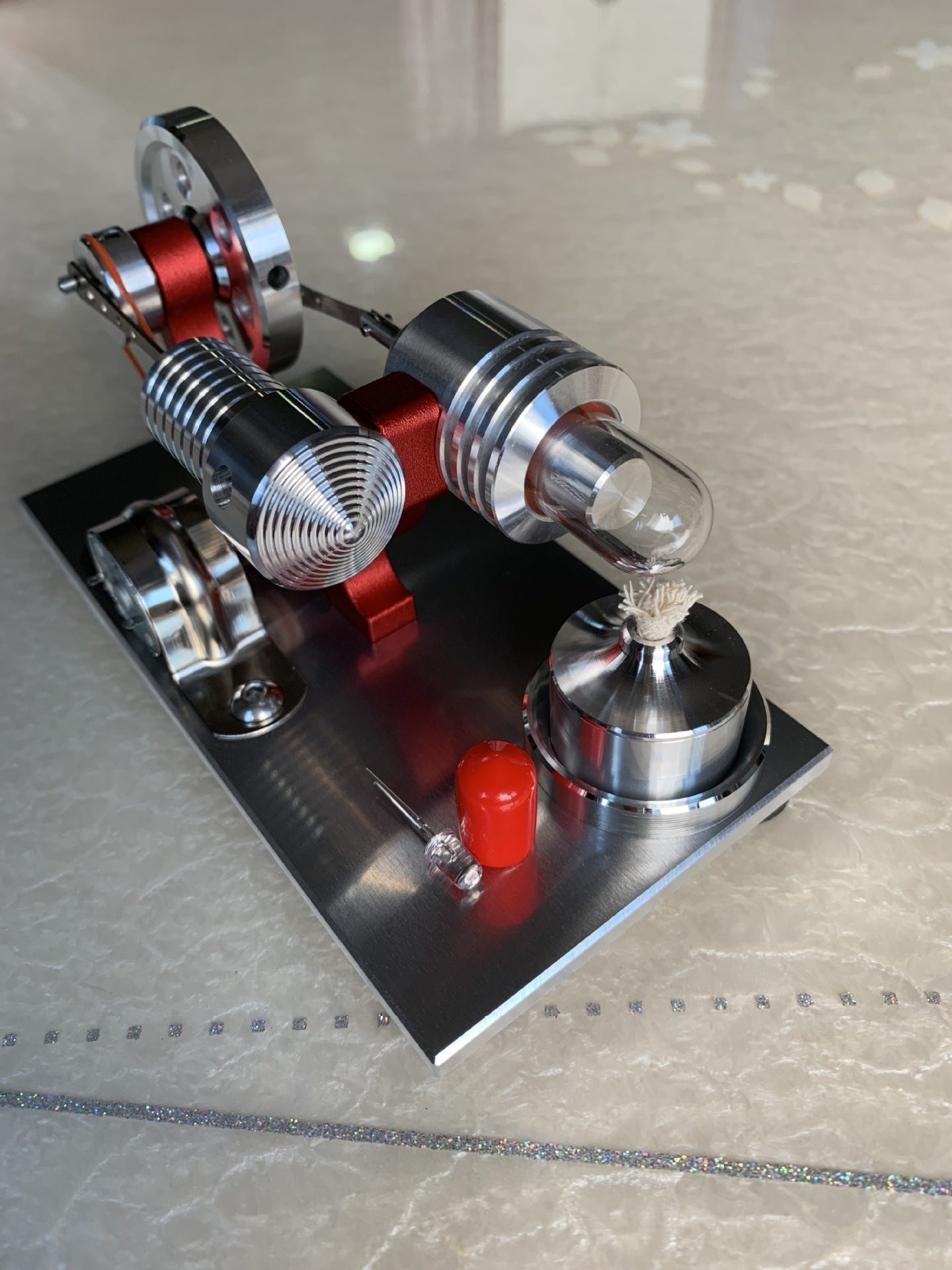 Just Arrived at Buy Center: Steam Engine Low Temperature Toy Stirling Engine Engine Miniature School Motor Children Generator 2019 Red Upgrade