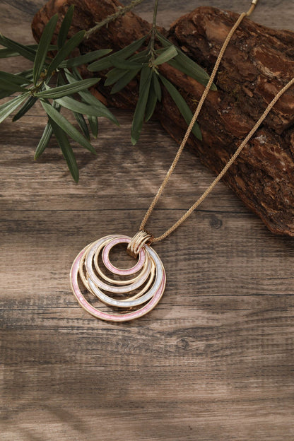 Buy Center Exclusive Offer-Colorful Painting Oil Round Hollow Geometric Line Necklace