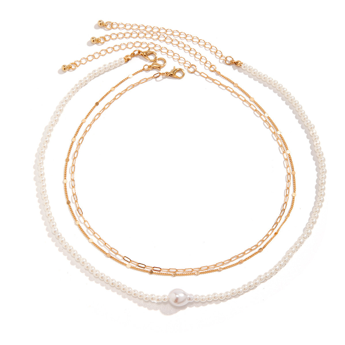 Fresh Arrivals at Buy Center: Women's Simple Slim Chain Multi-layer Imitation Pearl Necklace