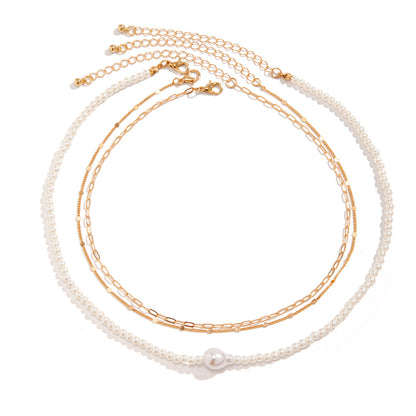 Fresh Arrivals at Buy Center: Women's Simple Slim Chain Multi-layer Imitation Pearl Necklace