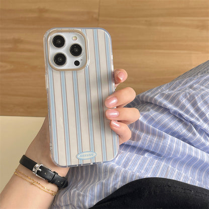 Newly Released at Buy Center: Simple Style Stripes Suitable For 15ProMax Phone Case Blue And White