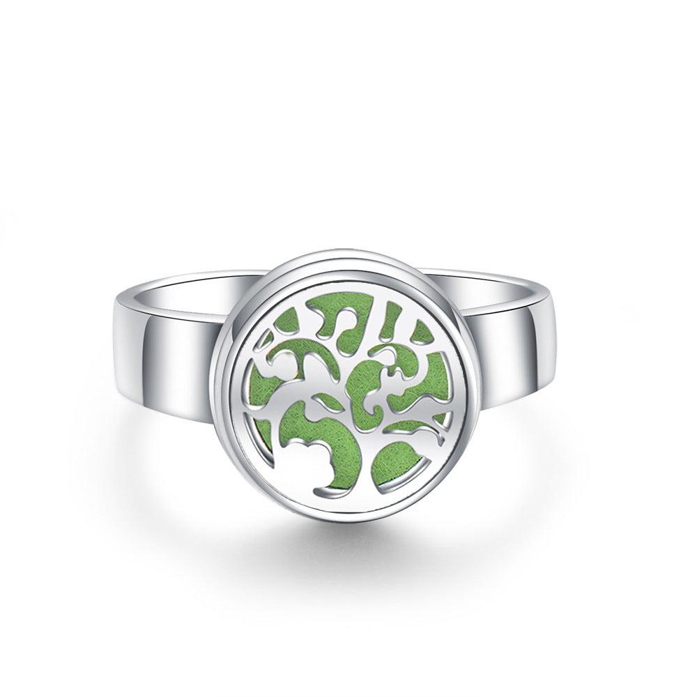 Buy Center Hot Pick-Hollow Adjustable Tree Of Life Titanium Steel Aromatherapy Diffuser Ring 8color Adjustable Opening