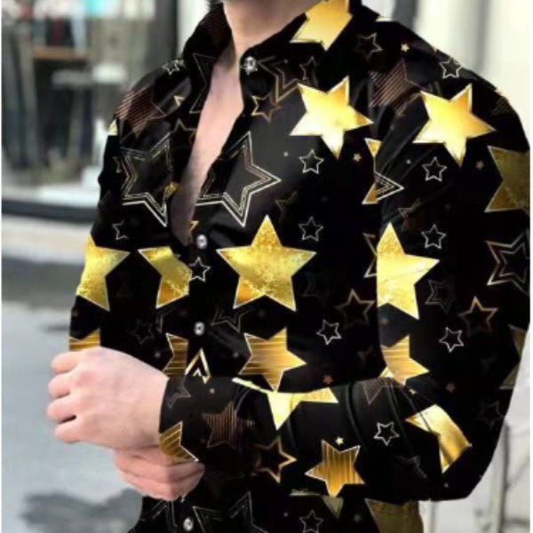 Newly Arrived at Buy Center: Shirt Outer Wear Cardigan Long Sleeve Shirt Golden Stars