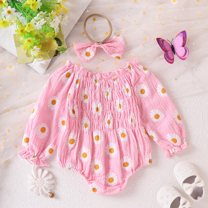 Hot New Items at Buy Center: Baby Girl Floral Long Sleeve With Headdress Overalls