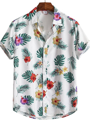 Men's Short-sleeved Shirt 3D Digital Printing Hawaiian Trendy Cardigan Shirt