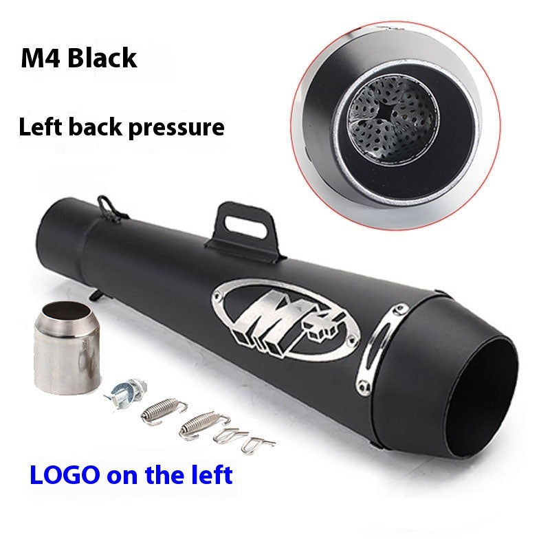 Newly Arrived at Buy Center: Motorcycle Modification Accessories Large Displacement M4 Exhaust Pipe Universal M4 Black Left LOGO Back