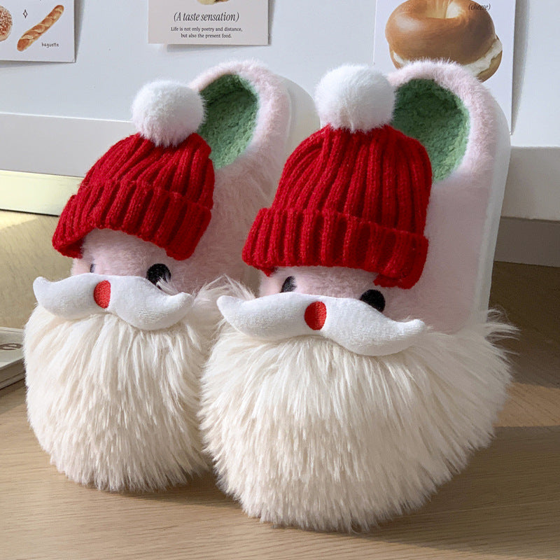 Cute Christmas Santa Claus Home Slippers Winter Warm Indoor Non-slip Floor Plush Shoes For Women Buy Center