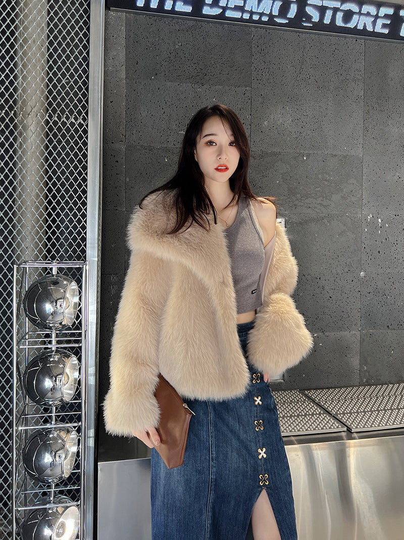 Women's Warm Big Collar Faux Fur Coat Buy Center