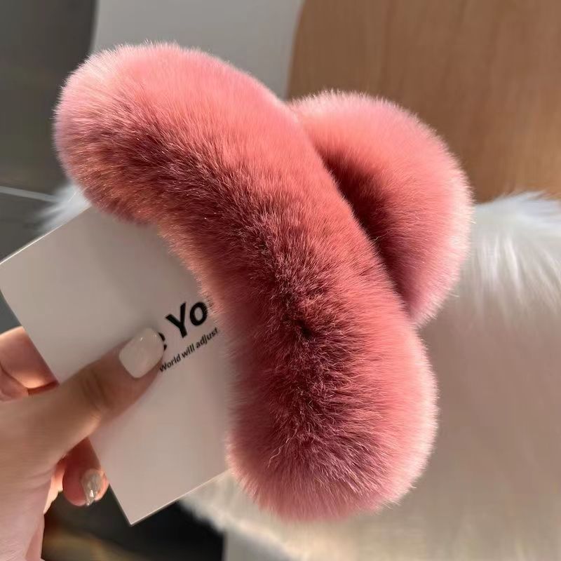 Véritables poils de lapin Rex, nouvelle jolie coiffe en peluche, griffe pour cheveux