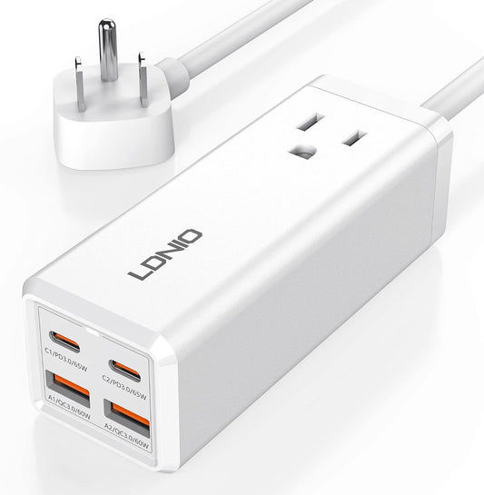 Fresh Arrivals at Buy Center: USB C Charger, MANTO 65W 5-in-1 GaN USB Charging Station, Super Fast Charger With 2 USB C Ports, 2 USB Ports And 1 Outlet, USB C Power Strip White