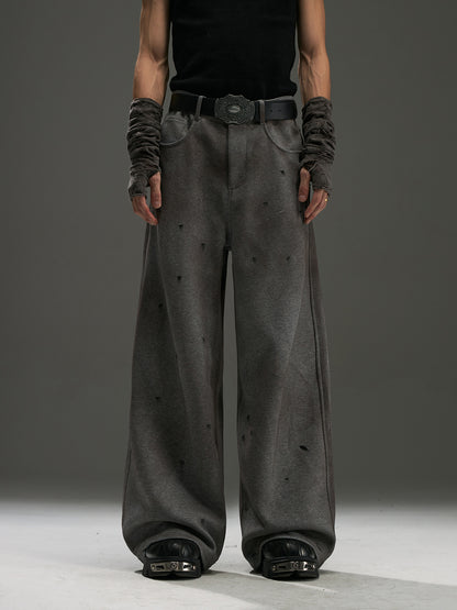 Just Arrived at Buy Center: Washed Tie-dyed Profile Hooded Vest Casual Suit Dirty rust Pants