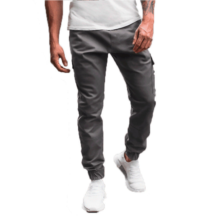 Newly Released at Buy Center: Men's Side Zipper Pocket Decoration Casual Long Pants Dark Gray