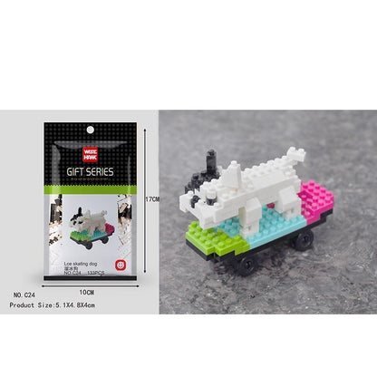 Newly Released at Buy Center: Simple Small Animal Building Block Puzzle Assembly Toy C24_skating Dog 133PCS