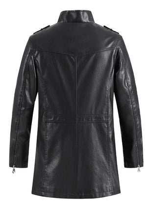 Veste en cuir pelucheux à col montant tendance pour homme