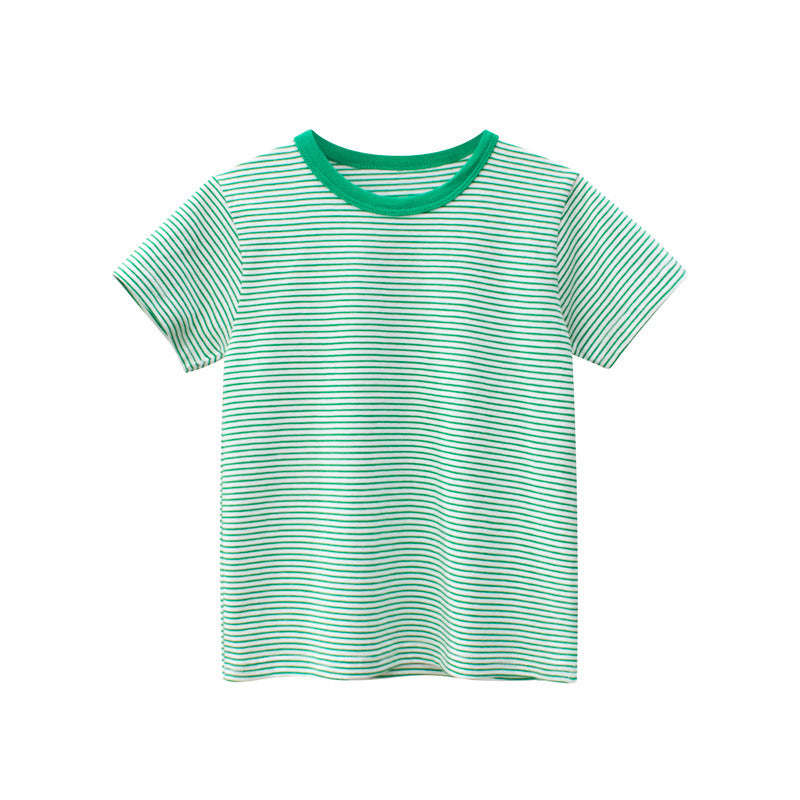 Newly Released at Buy Center: Striped Baby Clothes Bottoming Shirt Fruit Green And White Rooms