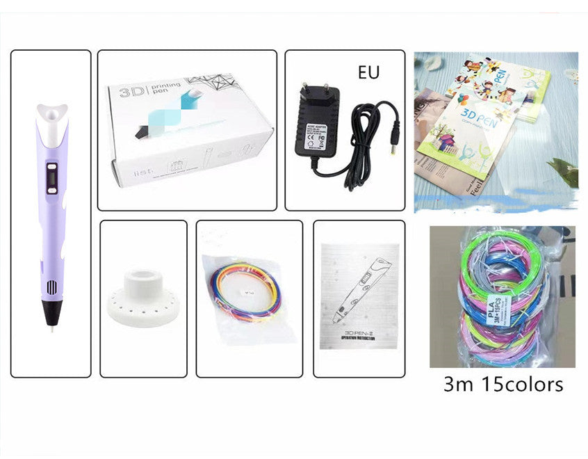 New at Buy Center: Children's 3d Printing Pen Three-dimensional Brush Toy Set Purple pen D set