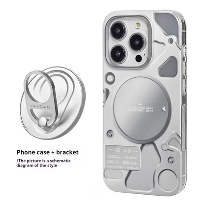 Hot New Items at Buy Center: Electroplated Mechanical Silver Phone Case Personalized Magnetic Bracket Phone case and magnetic bracke