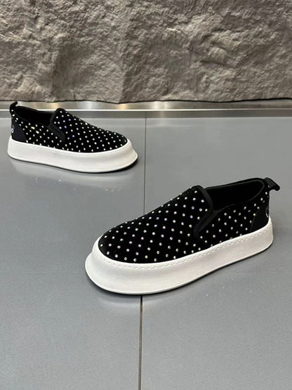 Fresh Arrivals at Buy Center: Rhinestone Men's Shoes Handsome Fried Street Slip-on Black