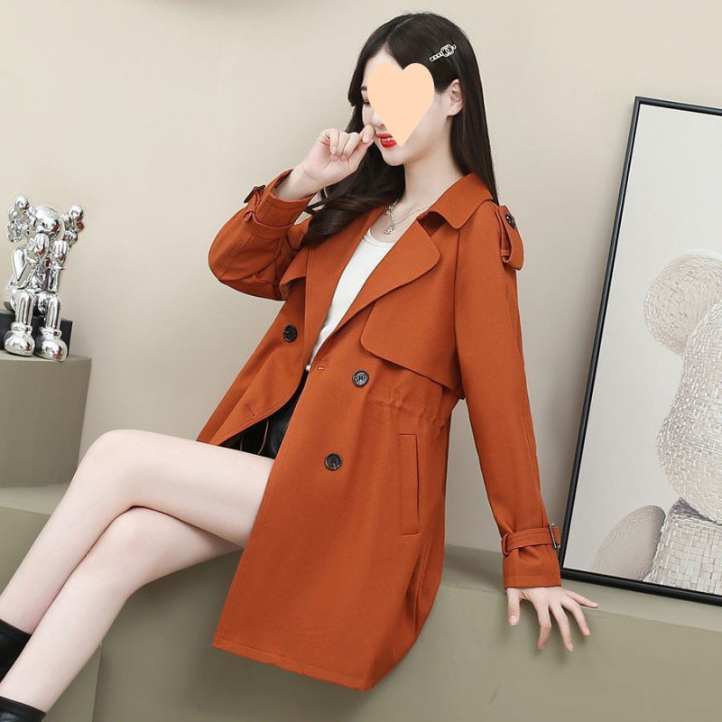 Women's Loose Mid-length Coat Waist Trimming Coat Buy Center