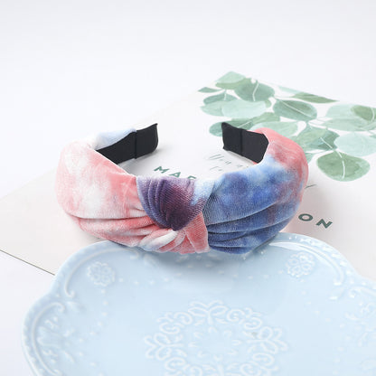 Buy Center Trend-Fabric Headband Tie-dyed Velvet Knotted Headband Thickened Purple Fabric