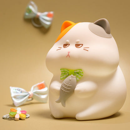 New at Buy Center: Greedy Cat Small Desktop Cartoon Creative Night Light 0.92W Silver Fish English