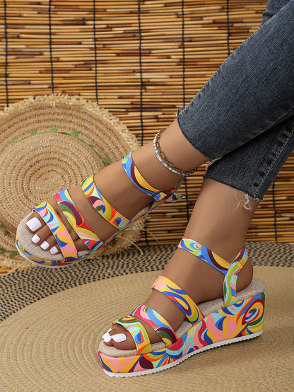 Trending Now at Buy Center: Women's Colorful Peep Toe Buckle Sandals