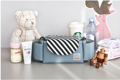 Multifunction Baby Stroller Bag Organizer Maternity Nappy Bag Stroller Accessories Cup wheelchair bag Black stripe