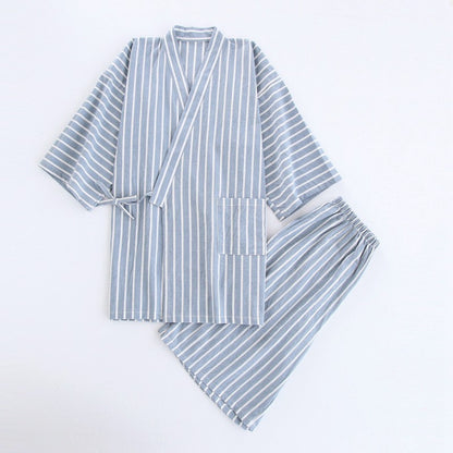 Washed Cotton Thin Striped Pajamas Buy Center