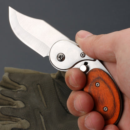 Newly Released at Buy Center: Color Wooden Handle Outdoor Mini Folding Knife Multi-function