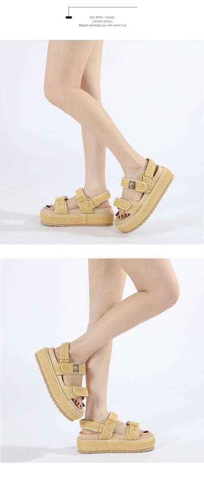 Hot New Items at Buy Center: Women's Summer Open Toed Woven Hollowed Flat Sandals