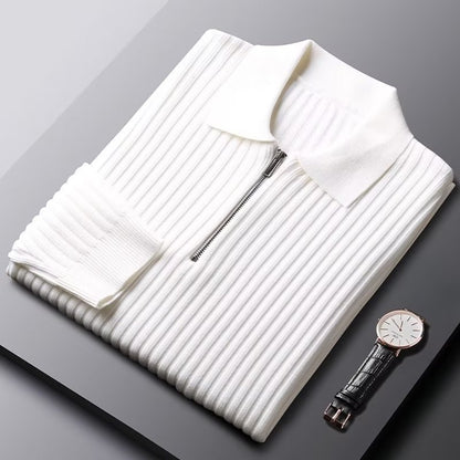 Casual Men's New Versatile Solid Color Zipper Thermal Long-sleeved Sweater Buy Center