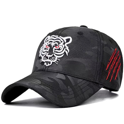 Gorra de béisbol con cabeza de tigre para hombre