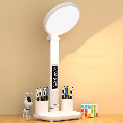 Just Arrived at Buy Center: LED Clock Table Lamp USB Chargeable Dimmable Desk Lamp Plug-in LED Fan Light Foldable Eye Protection Reading Night Light