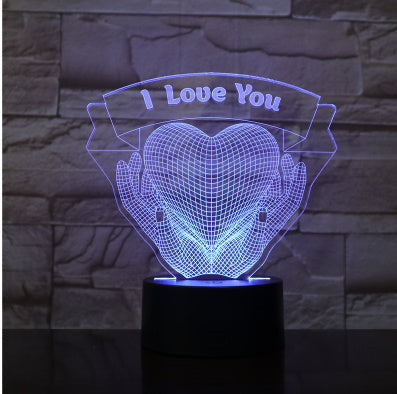 Valentines Day Gift Hands Holding Love 3D Night Light 16color Remote control