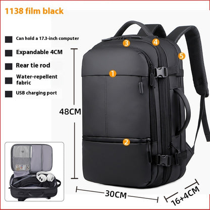 Just Arrived at Buy Center: Waterproof Derm Capacity Scalable Travel Bag Multi-functional Computer Backpack Black 17 Inches