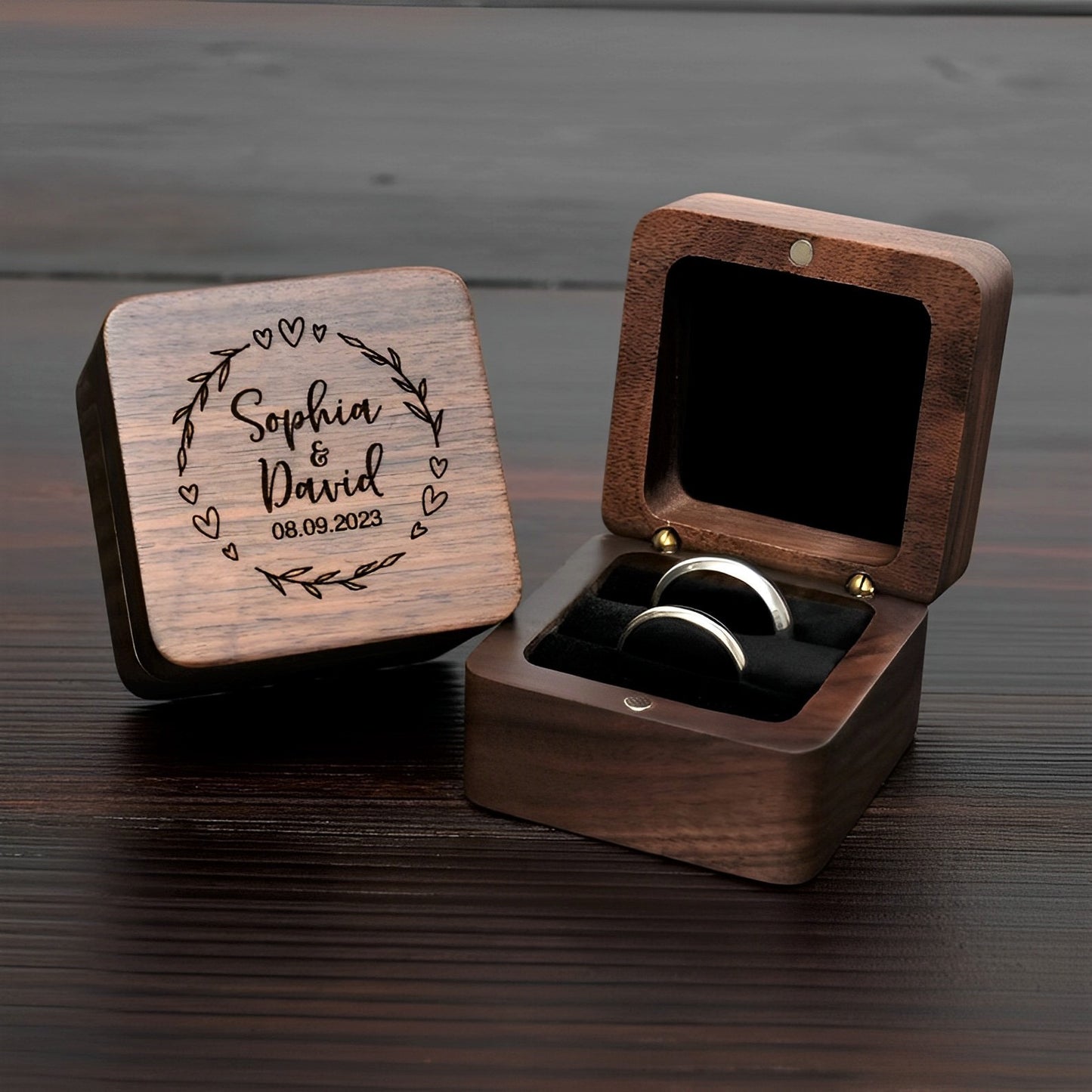 Newly Released at Buy Center: Simple And Creative Walnut Ring Box