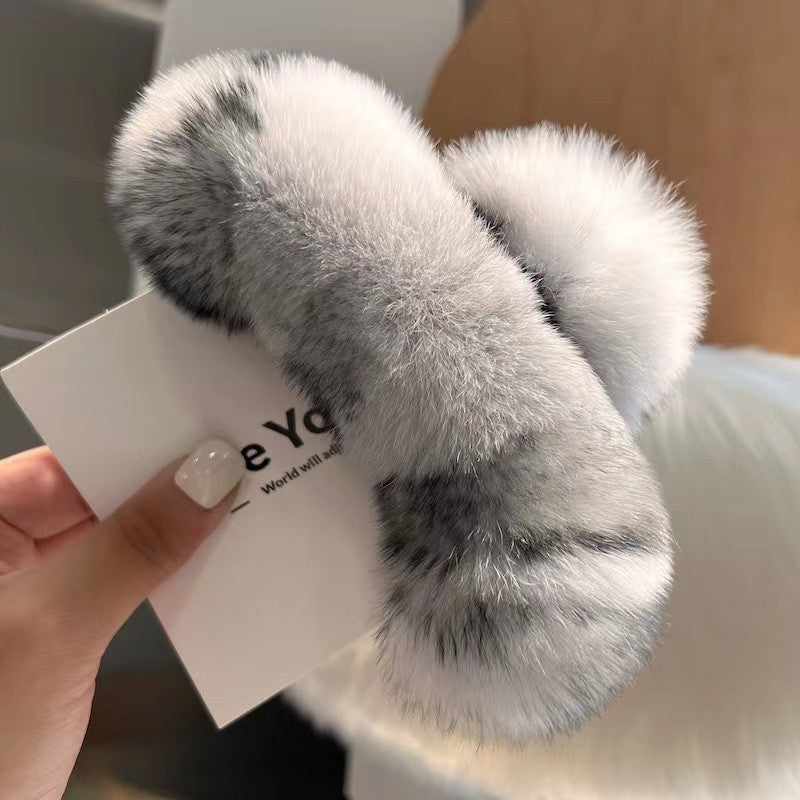 Véritables poils de lapin Rex, nouvelle jolie coiffe en peluche, griffe pour cheveux