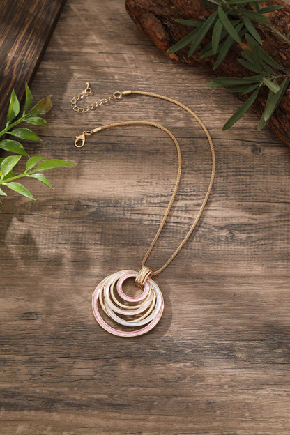 Buy Center Exclusive Offer-Colorful Painting Oil Round Hollow Geometric Line Necklace