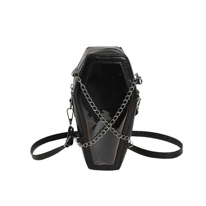 New European And American Style PVC Mirror With Chain Shoulder Bag Black