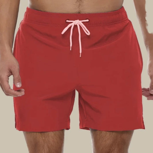 Newly Released at Buy Center: Casual Shorts Solid Color Simple Waterproof Beach Pants Red