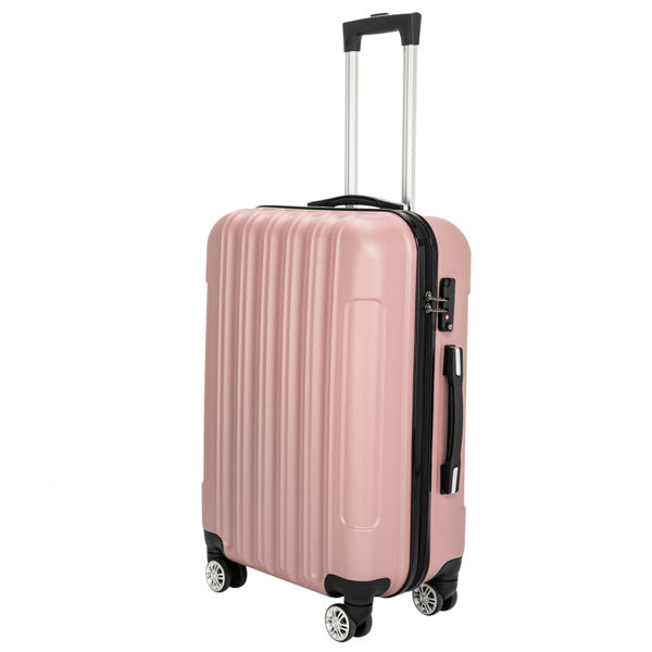 Valise à roulettes verticale 3 en 1 avec poignée, 20 pouces, 24 pouces, 28 pouces, en alliage d'aluminium ABS, couleur tendance - Or rose