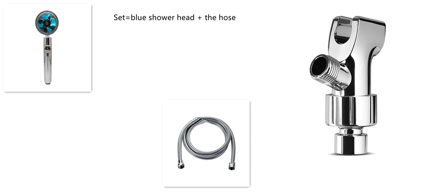 Shower Head Water Saving Flow 360 Degrees Rotating With Small Fan ABS Rain High Pressure Spray Nozzle Bathroom Accessories Set52