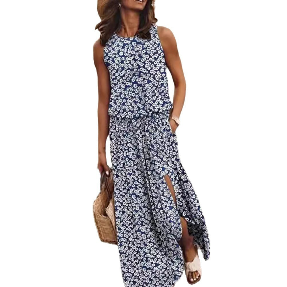 Buy Center Excellence: Fashion Printed Sleeveless Floral Dress Women