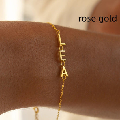 New DIY Uppercase Letter Arranged Bracelet Rose Gold